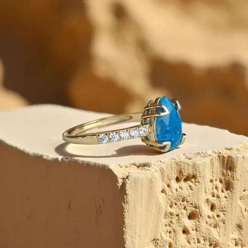 Bague Argent 925 & Apatite - clarté mentale & expression