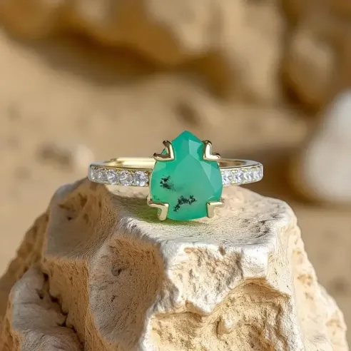 Bague Jade Goutte en Argent 925 – Énergie douce et équilibre