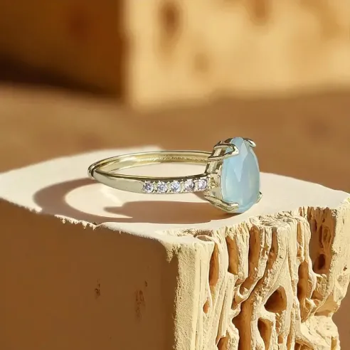 Bague Aigue Marine Argent - sérénité et expression apaisée