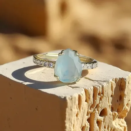 Bague Aigue Marine Argent - sérénité et expression apaisée