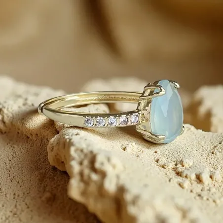 Bague Aigue Marine Argent - sérénité et expression apaisée