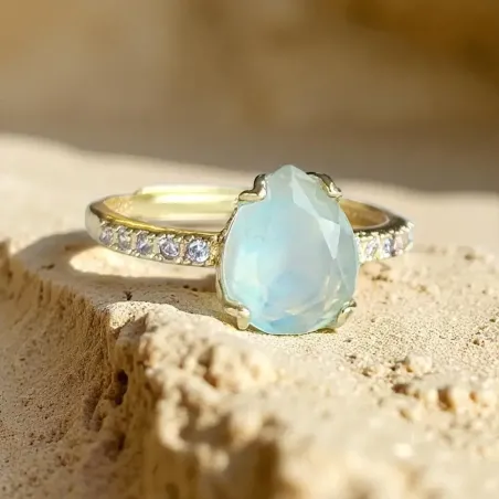 Bague Aigue Marine Argent - sérénité et expression apaisée