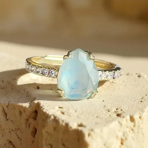 Bague Aigue Marine Argent - sérénité et expression apaisée