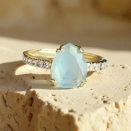 Bague Aigue Marine Argent - sérénité et expression apaisée