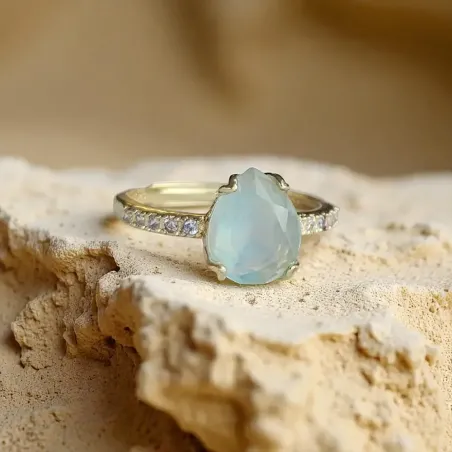 Bague Aigue Marine Argent - sérénité et expression apaisée