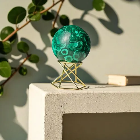 Sphère malachite – cœur de transformation & guérison