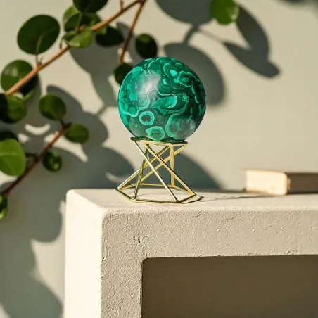 Sphère malachite – cœur de transformation & guérison