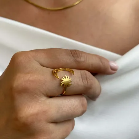 Bague Lune et Soleil – Harmonie et Éclat Spirituel