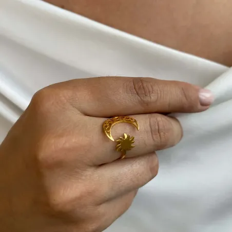 Bague Lune et Soleil – Harmonie et Éclat Spirituel