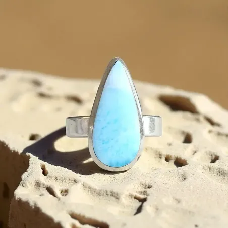 Bague larimar goutte fine argent – Douceur & paix intérieure