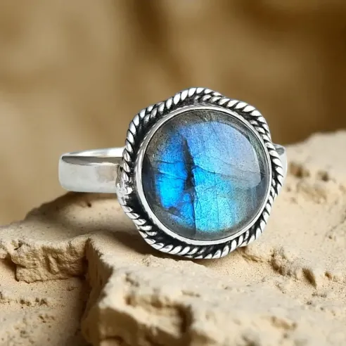 Bague Labradorite Ronde - Protection et intuition centrée