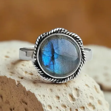 Bague Labradorite Ronde - Protection et intuition centrée