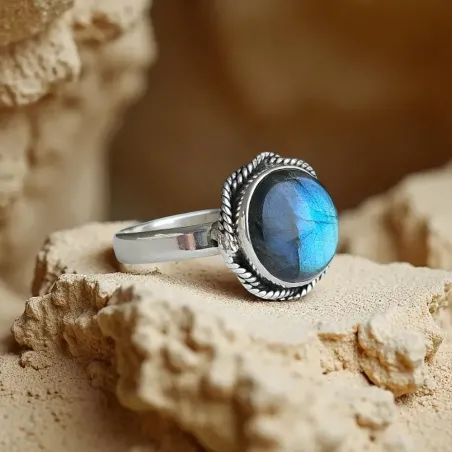 Bague Labradorite Ronde - Protection et intuition centrée