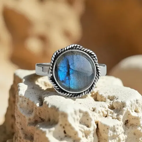 Bague Labradorite Ronde - Protection et intuition centrée
