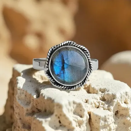 Bague Labradorite Ronde - Protection et intuition centrée