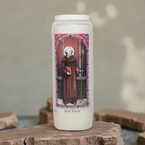 Neuvaine Saint Benoît – Bougie vitrail de prière protectrice