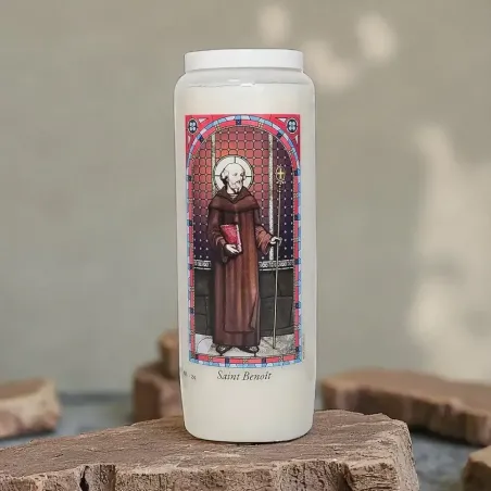 Neuvaine Saint Benoît – Bougie vitrail de prière protectrice