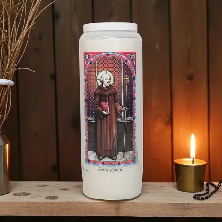Neuvaine Saint Benoît – Bougie vitrail de prière protectrice