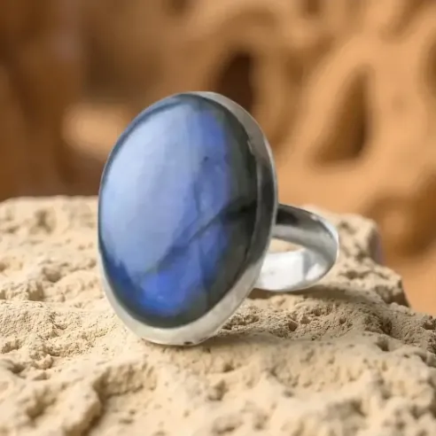 Bague Labradorite Aura Éclipse - Intuition et protection