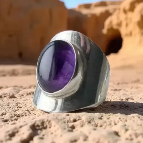 Bague Alia en Améthyste – Monture argent enveloppante