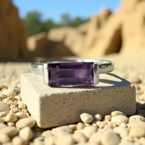 Bague Romaine Améthyste facettée – Élégance spirituelle en argent