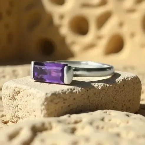 Bague Romaine Améthyste facettée – Élégance spirituelle en argent