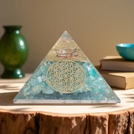 Pyramide Orgonite Aigue Marine – Équilibre et énergie douce
