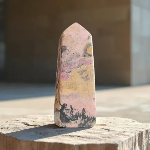 Obélisque en Rhodonite – Guérison émotionnelle Amour de soi