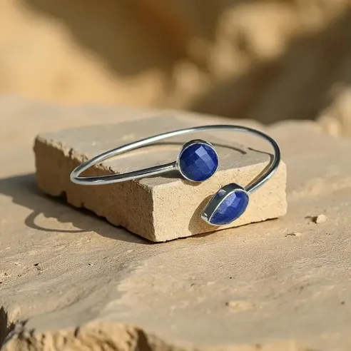 Jonc Lapis Lazuli et Argent – Sagesse & Expression Sacrée