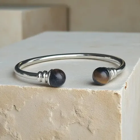 Jonc Acier Œil de Tigre – Bijou énergétique protecteur