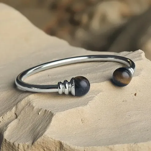 Jonc Acier Œil de Tigre – Bijou énergétique protecteur