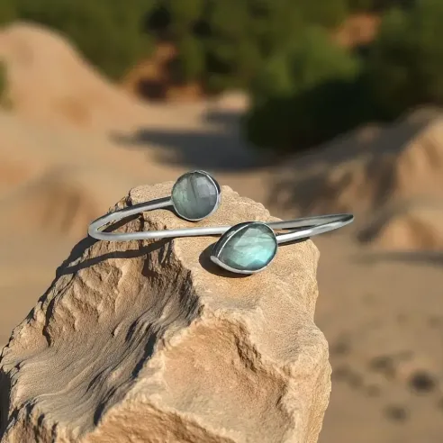 Jonc Argent et Labradorite – Protection & élégance