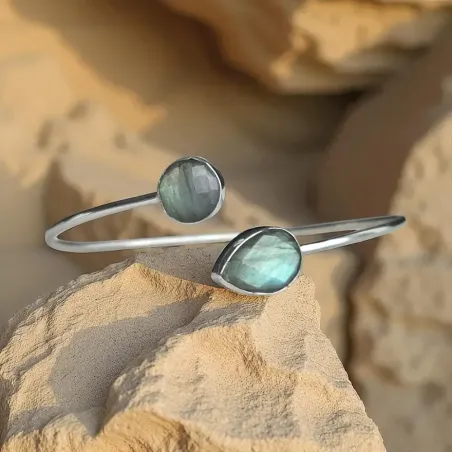 Jonc Argent et Labradorite – Protection & élégance