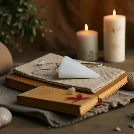 Pendule pierre de lune hexagonale – Intuition et féminin sacré