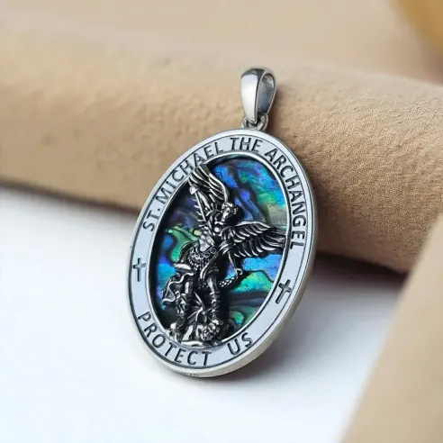 Médaille Saint Michel Abalone – Protection et lumière