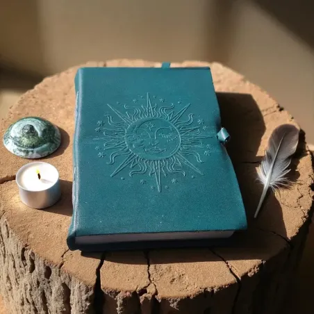 Grimoire Soleil embossé Bleu canard -carnet à personnaliser