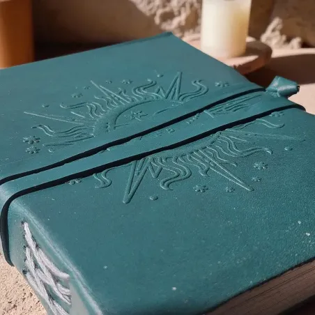 Grimoire Soleil embossé Bleu canard -carnet à personnaliser