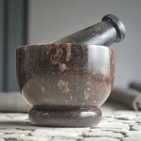 Mortier en pierre de Saponite Léopard – Outil pour rituels