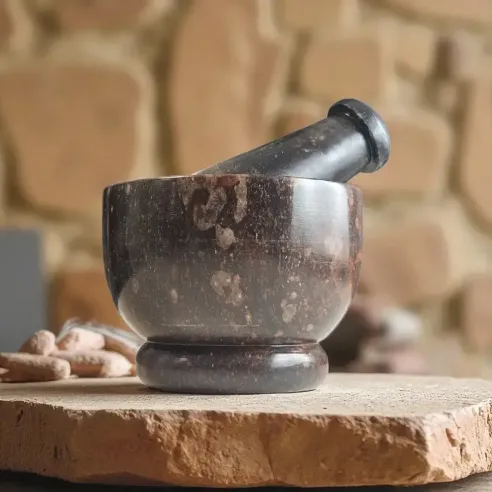 Mortier en pierre de Saponite Léopard – Outil pour rituels