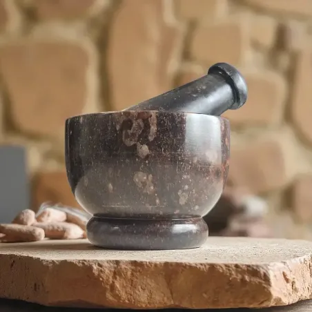 Mortier en pierre de Saponite Léopard – Outil pour rituels