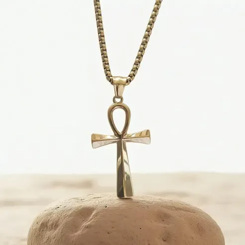 Croix Ankh acier inoxydable – Pendentif symbole de vie sacrée