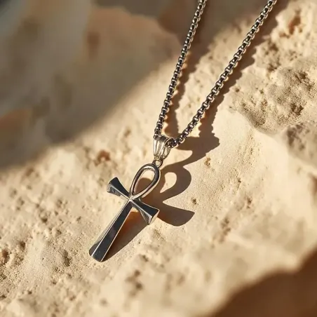 Croix Ankh acier inoxydable – Pendentif symbole de vie sacrée