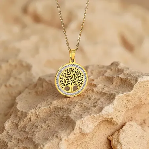 Collier Arbre de Vie strass – Éclat et enracinement sacré