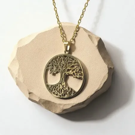 Collier Arbre de Vie acier – Grand symbole d’équilibre sacré
