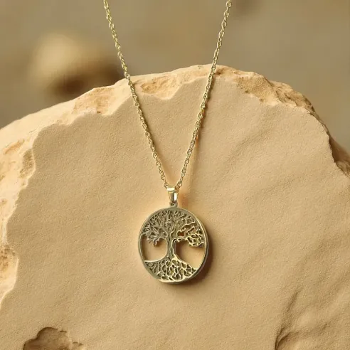Collier Arbre de Vie acier – Grand symbole d’équilibre sacré