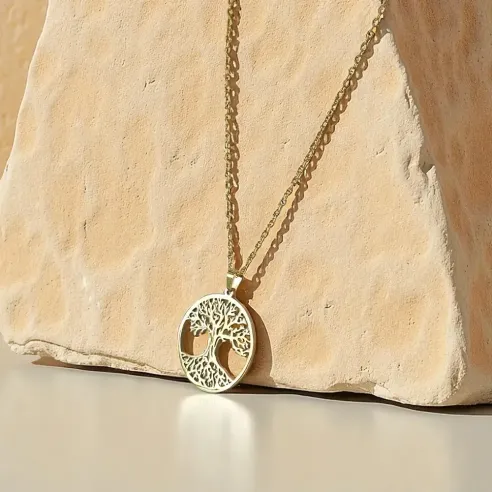 Collier Arbre de Vie acier – Grand symbole d’équilibre sacré