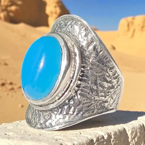 Bague onyx bleu argent – Stabilité et maîtrise intérieure