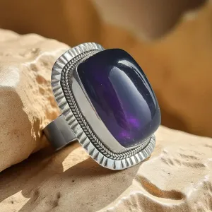 Bague Athena en Améthyste – Pierre rectangulaire sur argent