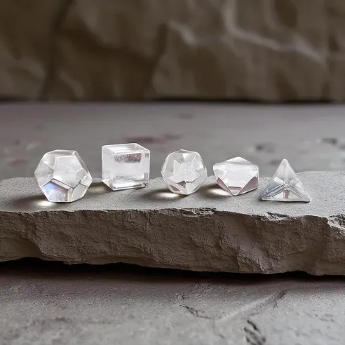 Solides de Platon en Cristal de Roche –Géométrie Sacrée