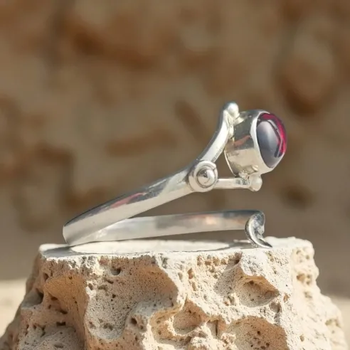 Bague grenat Mirel – Argent réglable - Ancrage & force douce